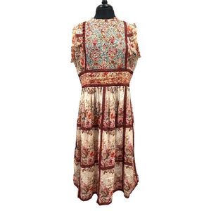 𝅺SUNDANCE Outback Bloom Floral Patchwork Sleeveless Midi Dress Sz PXL